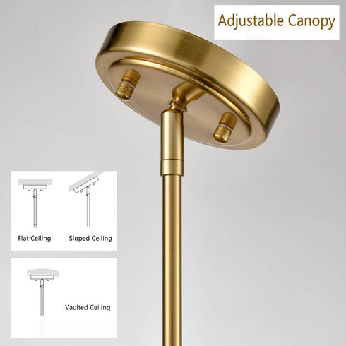 Modern Gold Pendant Light Fixture Kitchen Island with Dome Opal Glass